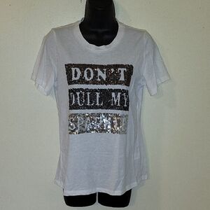 VENUS White Tee with Sequin Statement. NWOT